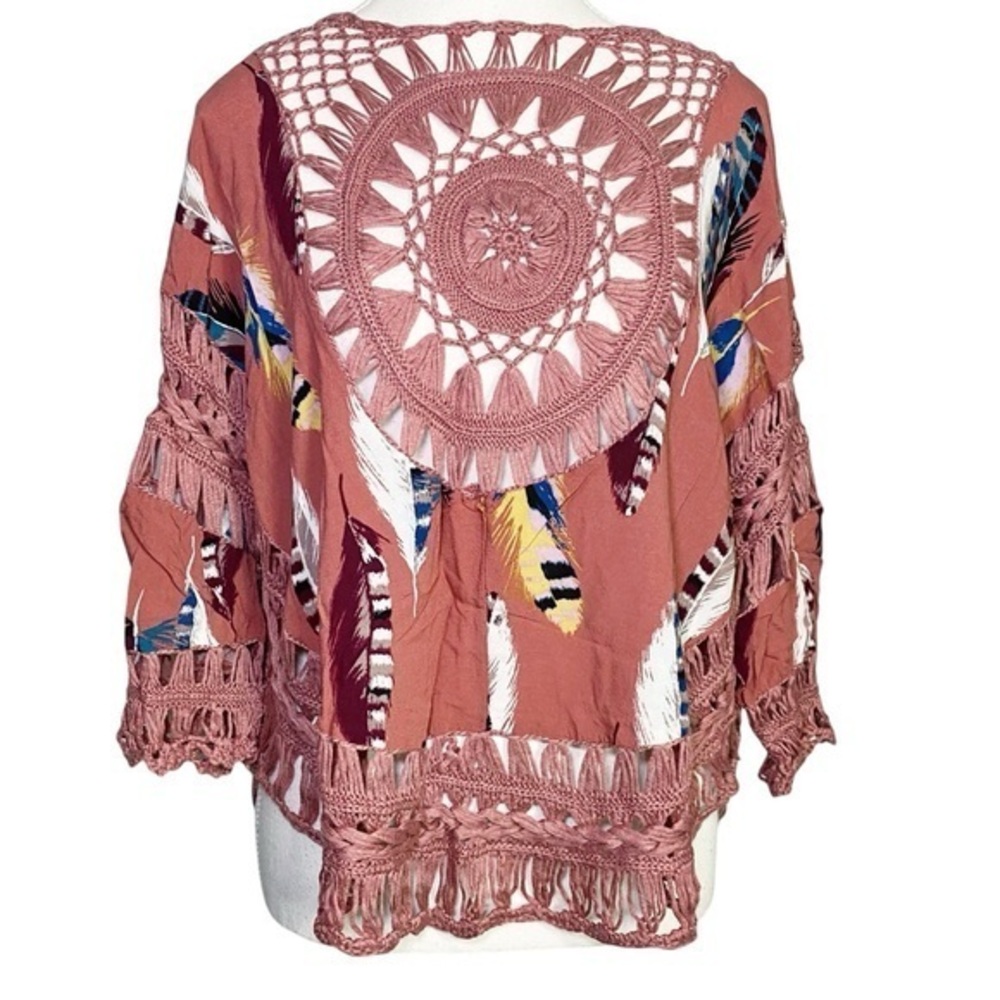 Vivid Importers of NY Vintage Feather and Lace Top